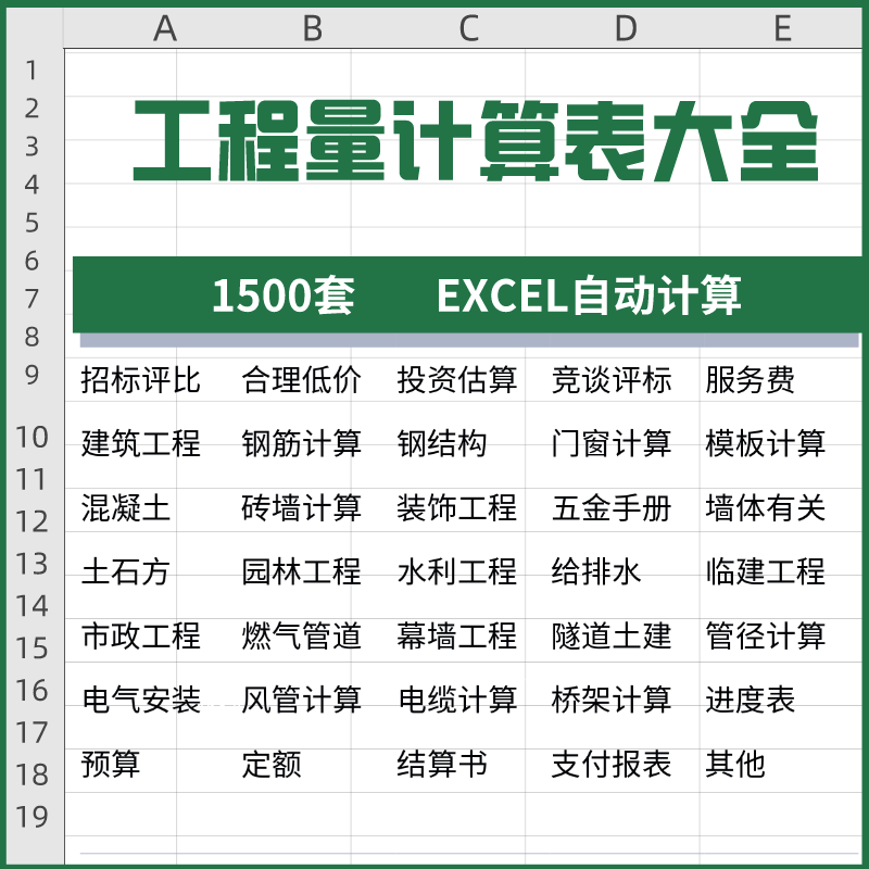 工程量计算表格软件大全钢结构土建安装路桥市政装修建筑预算造价-三合淘宝虚拟仓
