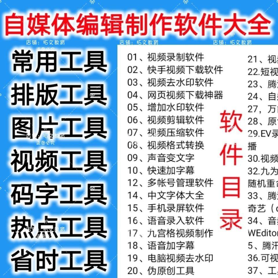 自媒体编辑制作软.件视频剪辑处理去水印工具视频压缩工具大全套-三合淘宝虚拟仓