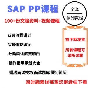 SAP教程视频教程PP生产计划模块视频教程-三合淘宝虚拟仓