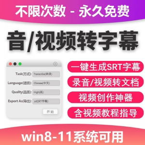音视频转字幕软件工具包不限次数永久免费win系统适用-三合淘宝虚拟仓
