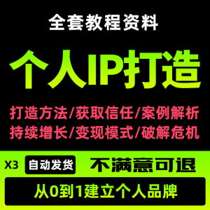 个人IP打造教程如何快速打造个人IP社交品牌定位训练营资料大全新-三合淘宝虚拟仓