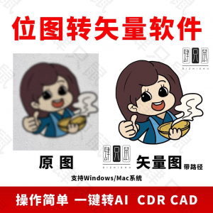 图片位图转矢量ai/cdr/cad软件logo自动抠图高清线条路径雕刻制作-三合淘宝虚拟仓