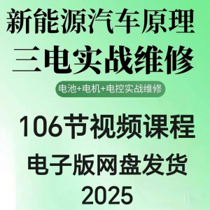 2025年汽车新能源汽车三电实战维修汽修视频课程106节网盘素材-三合淘宝虚拟仓