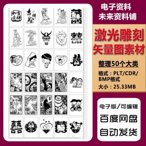 激光雕刻打刻机素材大全刻字图案模板集合plt格式CDR矢量设计文件-三合淘宝虚拟仓