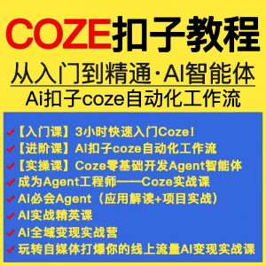 扣子coze教程工作流从入门到精通智能体开发搭建应用实战教学课程-三合淘宝虚拟仓