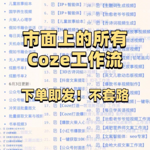 扣子coze工作流150+套成品模板直接导入AI智能体搭建从入门到精通-三合淘宝虚拟仓