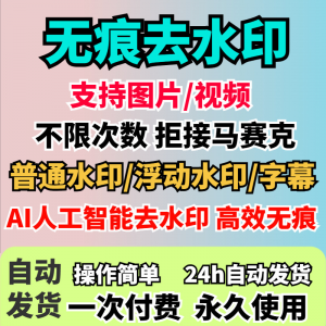 视频去水印软件无痕消除文字AI去除图片字幕水印处理手机电脑神器-三合淘宝虚拟仓
