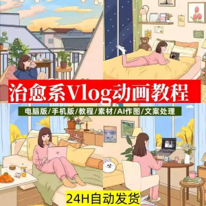 治愈系动画视频插画教程AI绘画动态情感唯美vlog镜头剪辑课程素材-三合淘宝虚拟仓