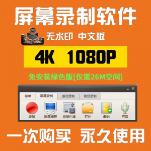 电脑高清1080P录屏录制软件屏幕视频声音录像工具4K无水印mp4格式-三合淘宝虚拟仓