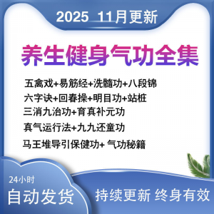 2025健身气功八段锦视频教程五禽戏六字诀易筋经养生功法教学站桩-三合淘宝虚拟仓