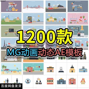 MG动画AE模板源文件脚本卡通动态视频制作扁平化场景动画包素材-三合淘宝虚拟仓
