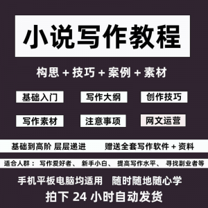 零基础小说写作教程网文新手创作技巧自学入门视频课素材大纲软件-三合淘宝虚拟仓
