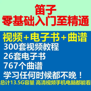 竹笛初学者曲谱入门课程笛零基础视频教学自零基础演奏电子版吹笛-三合淘宝虚拟仓